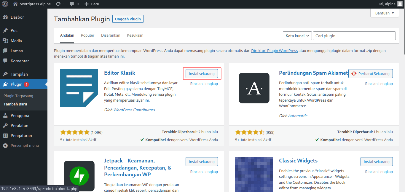 Cara Memasang Plugin Wordpress