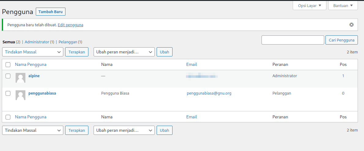 Membuat Akun Pengguna di Wordpress