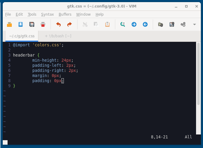 Mengurangi Tinggi Header Jendela GTK pada Tema Adwaita.