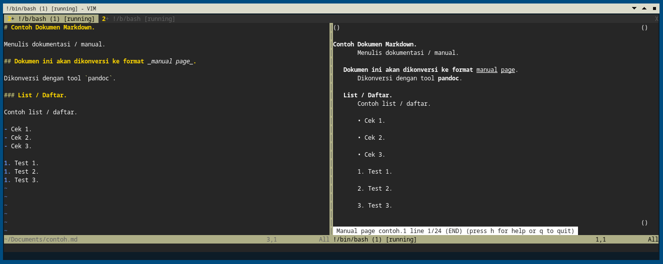 Membuat Manual Page dari Dokumen Markdown.