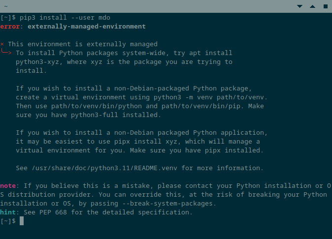 Mengatasi "error: externally-managed-environment" pada Pip.
