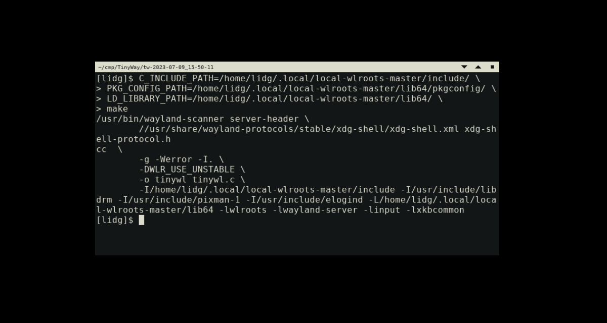 Mengkompil Kompositor Wayland dengan Variable Environment Custom.