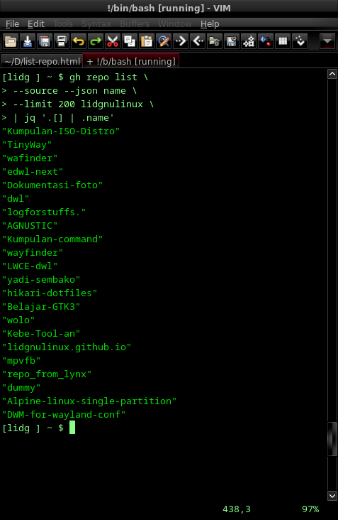 Melihat  Daftar Repositori Github Lewat Terminal.