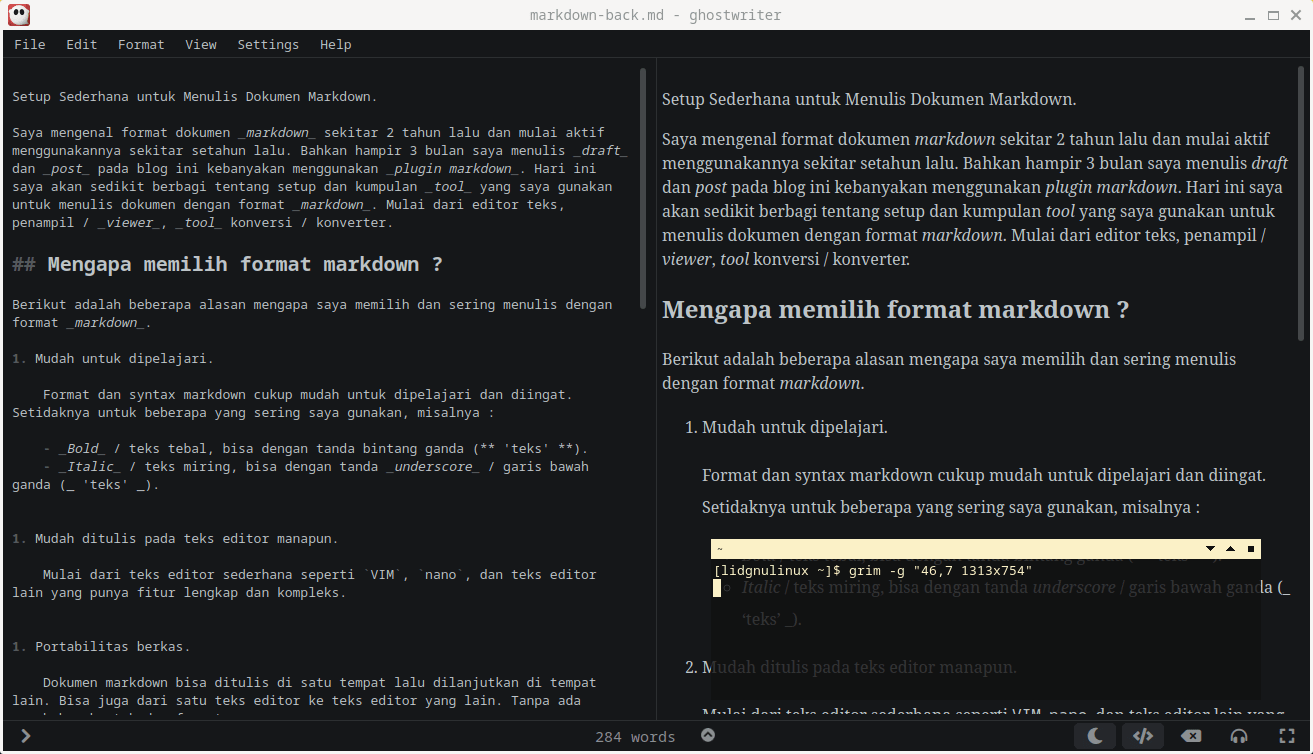 Setup Sederhana untuk Menulis Dokumen Markdown.