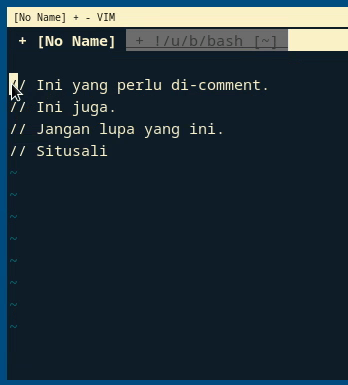 Meng-comment Beberapa Baris Sekaligus pada VIM.