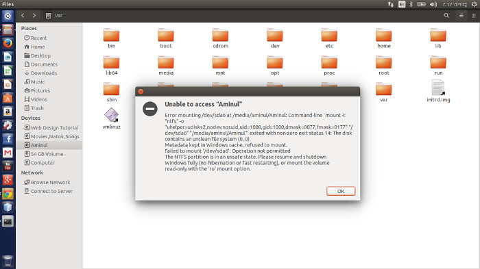 Memperbaiki Partisi NTFS yang Tidak dapat di Mount di GNU/Linux 2 Windows Partition Mount Problem Ubuntu