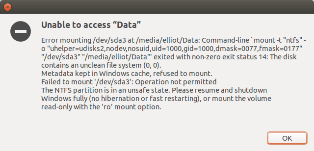 Memperbaiki Partisi NTFS yang Tidak dapat di Mount di GNU/Linux