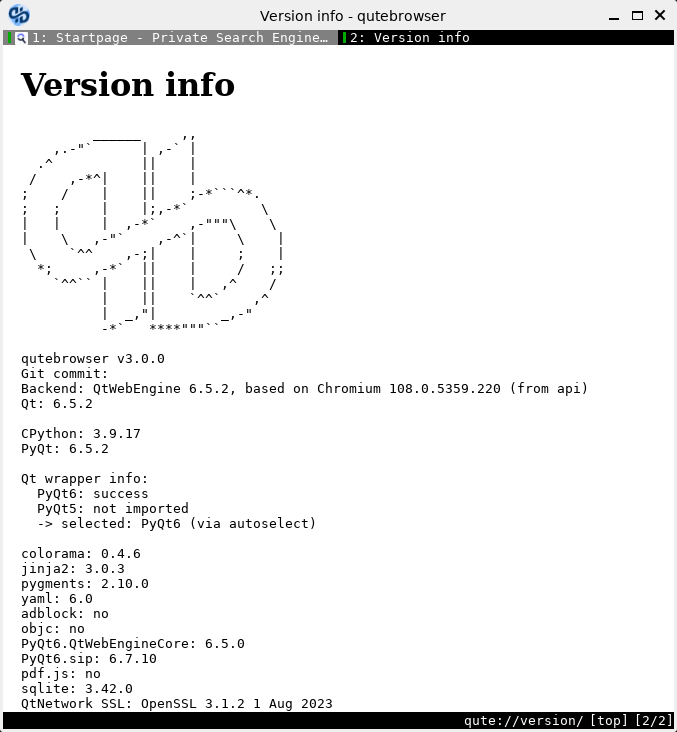 Memasang Qutebrowser 3.0.0 (Versi Qt6).